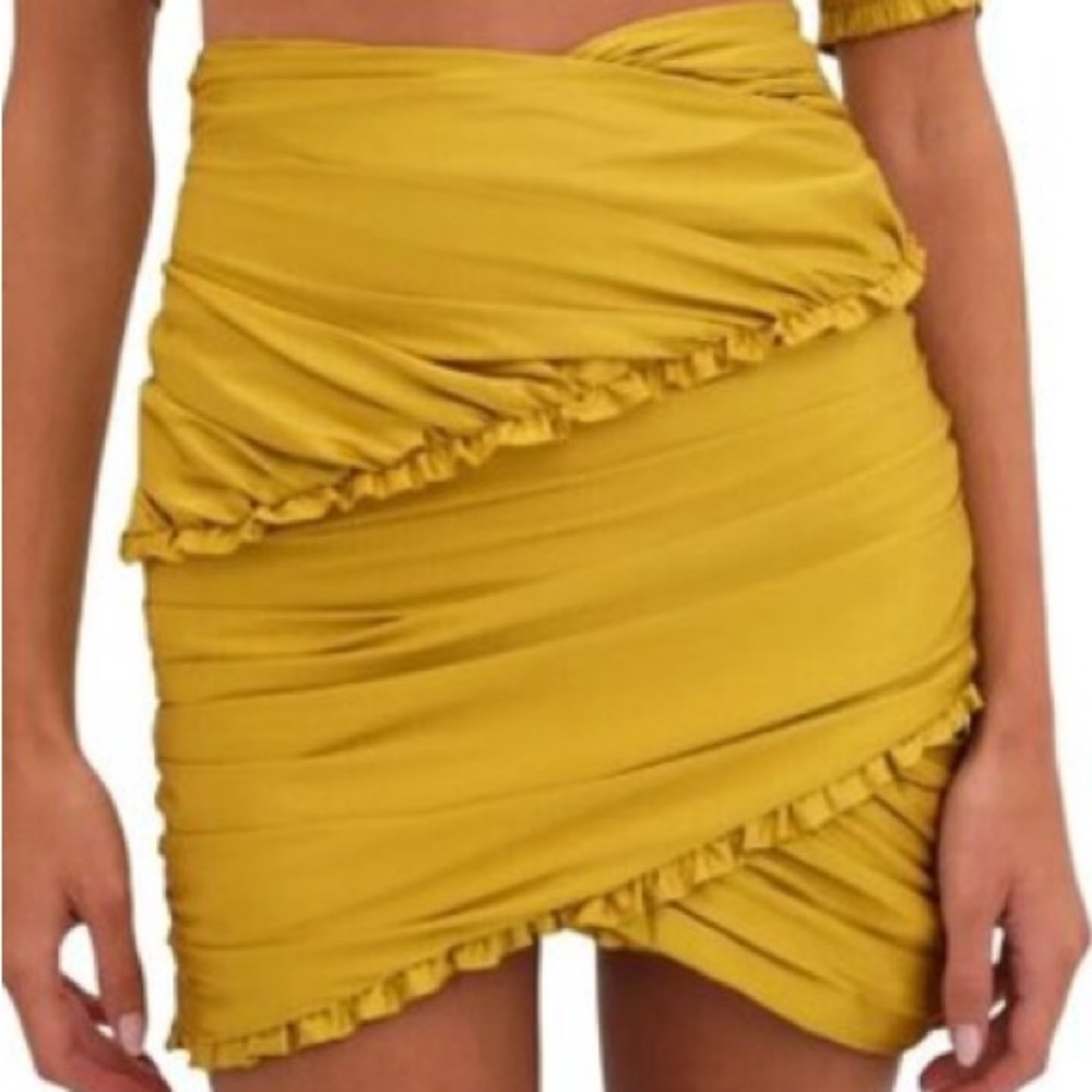 For The Love & Lemons Ruffle Alia Mini Skirt Size Small